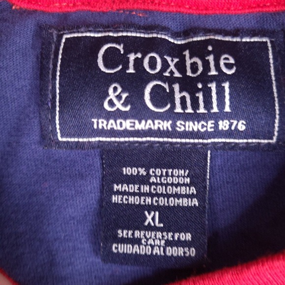 Croxbie & Chill T-Shirt Mens XL Blue Red Raglan Athletic Department - Picture 5 of 11